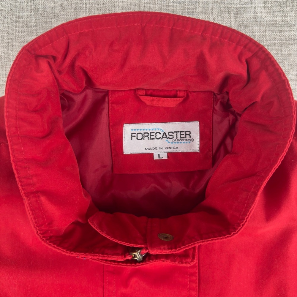 Vintage Forecaster of Boston Red Parka Jacket Women's L‎ Hooded Korea 80s 90s - Picture 2 of 14